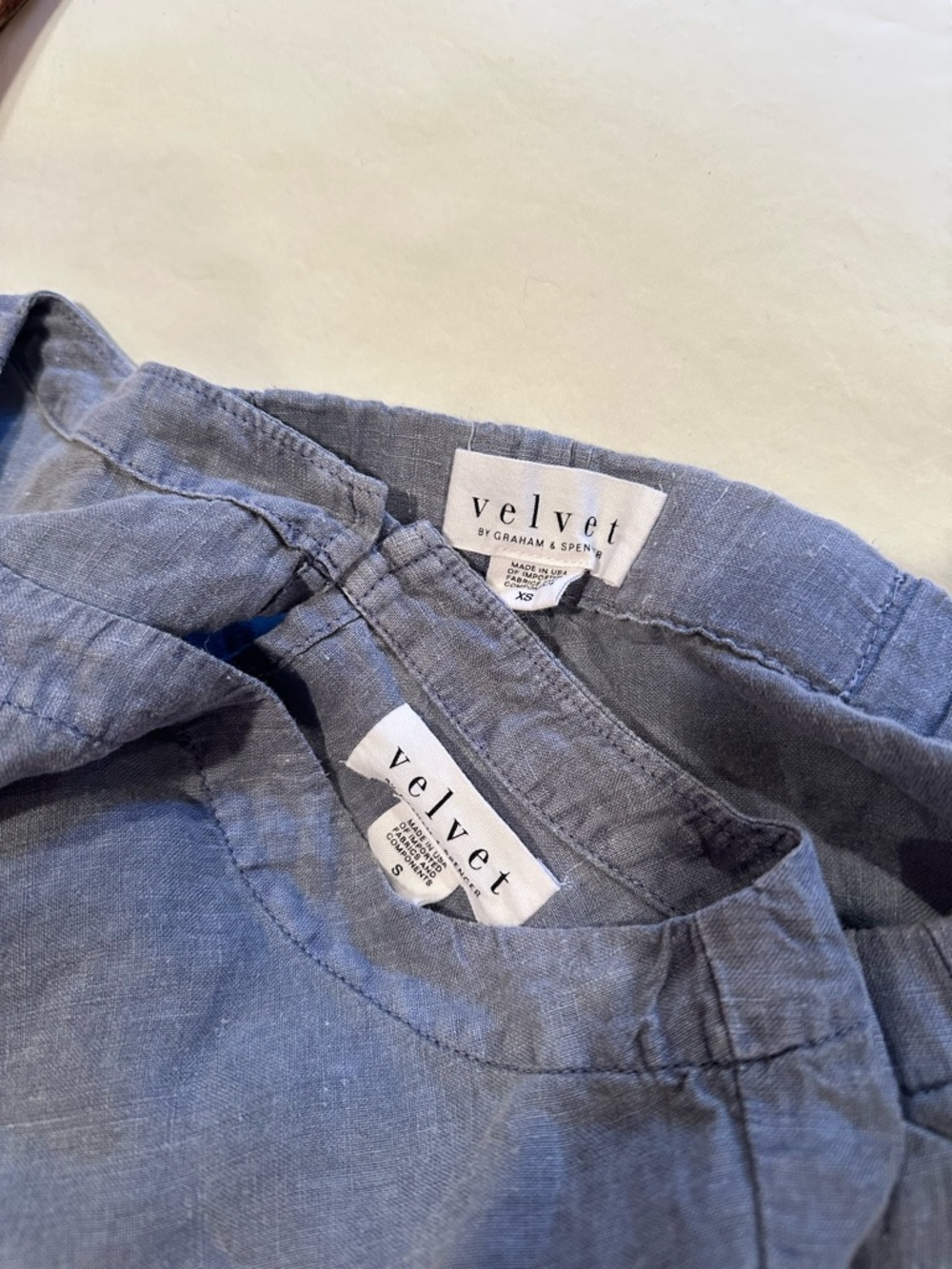 Two-Piece Blue Gray Linen-Blend Top and Pants Set - Picture 5 of 7